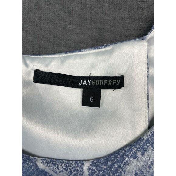 Snakeskin Print‎ Racerback Tank Jay Godfrey Women 6 Blue White Open Back Top - Picture 3 of 9